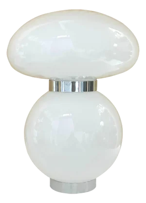 Carlo Nason for Mazzega, Mod White Murano Glass & Chrome Mushroom Lamp