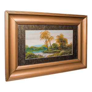 Vintage Framed Landscape Painting, Scottish, Oil on Board, Art, Picture, River