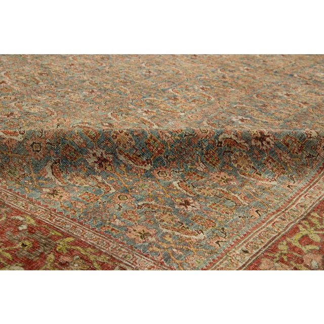 Antique Bidjar Persian Blue Wool Rug Handmade With Allover Pattern For Sale - Image 9 of 11