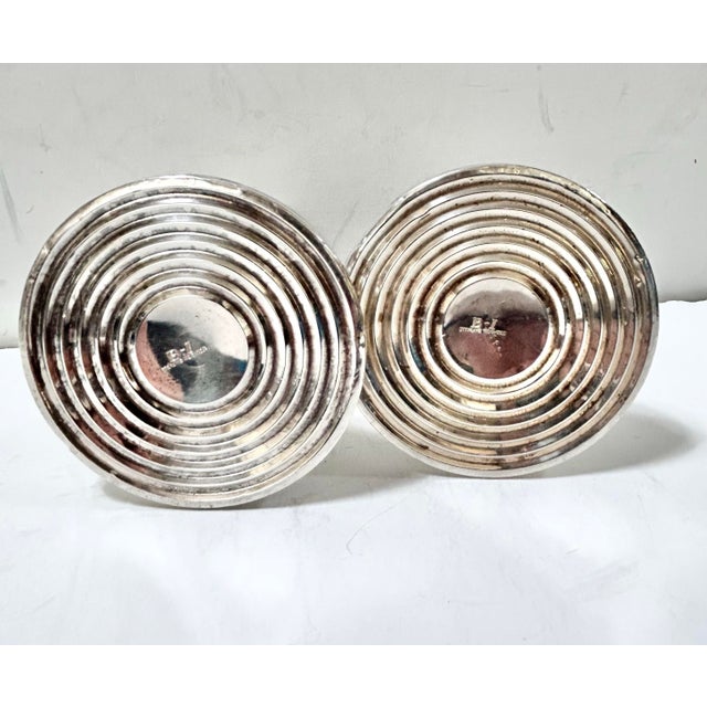 Metal Vintage Sterling Silver and Glass Convertible Compotes / Candleholders – A Pair For Sale - Image 7 of 12