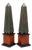 Late 20th Century Pair of Tall Decorative Obelisks With Antiqued Metal and Wood Bases For Sale
