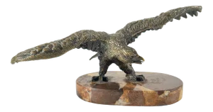 Antique Early 20th Century Americana Bronze Eagle Statue on Marble Base