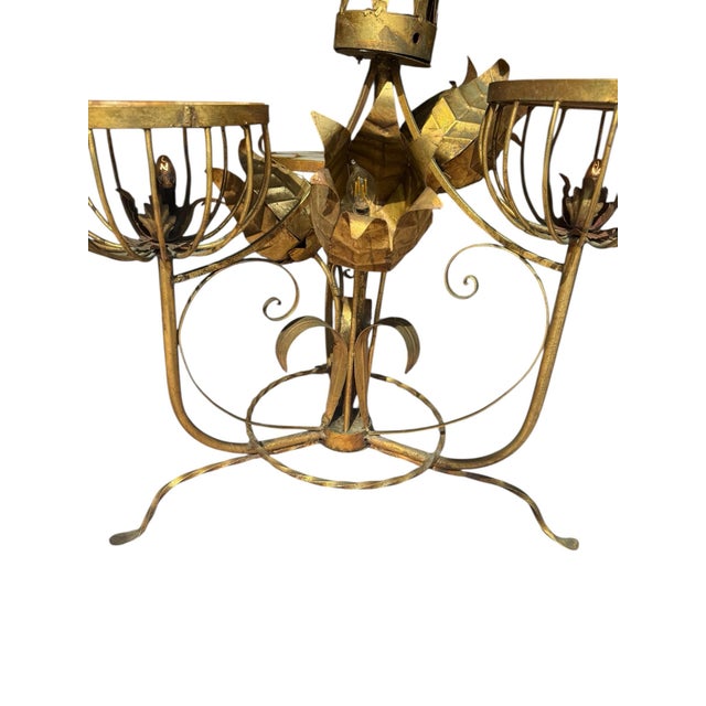 1960s 1960s Hollywood Regency Style - Glamorous, Gorgeous, Golden Lotus Floor Lamp For Sale - Image 5 of 12