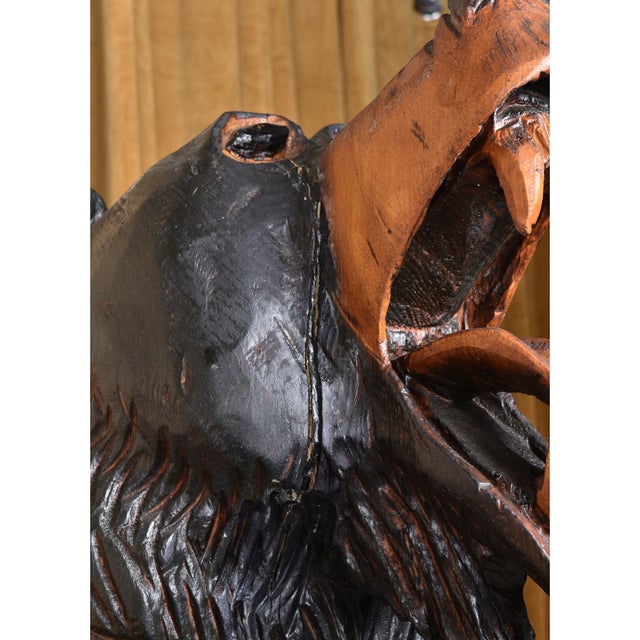 Life Size 6 Foot Handcrafted Wood Carved Black Bear Sculpture For Sale - Image 9 of 16
