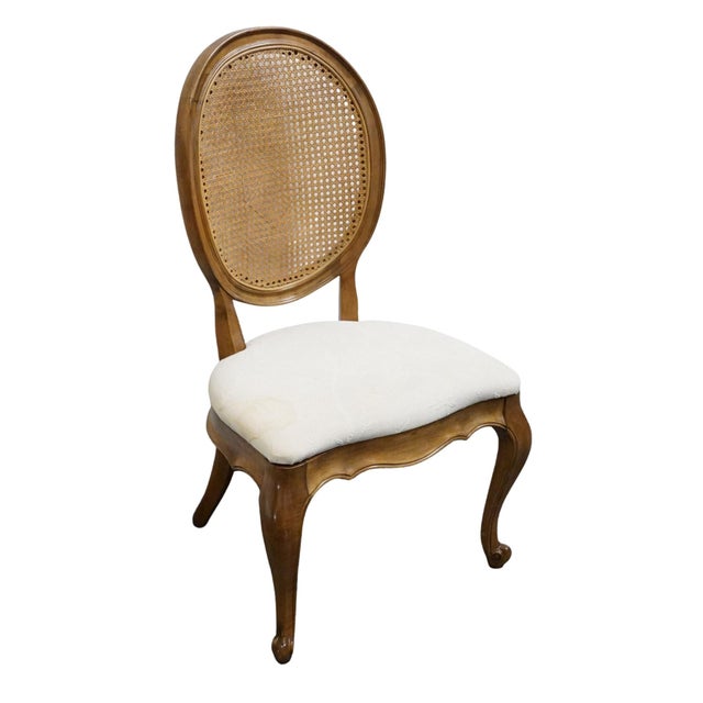 WHITE OF MEBANE Country French Provincial Caned Round Back Dining Side Chair Upholstery needs to be cleaned or replaced....