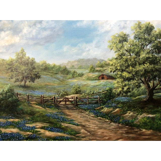 Late 20th Century Late 20th Century Pathway to the Farm – Original Oil on Canvas, Signed, Framed For Sale - Image 5 of 5