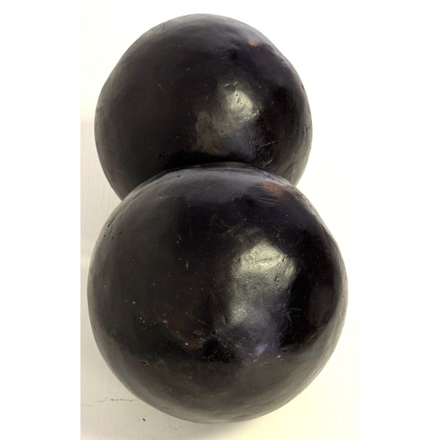 Graduated (9" & 7") Pair of Artisan Bronze Garden Balls / Sculptural Spheres For Sale - Image 17 of 18