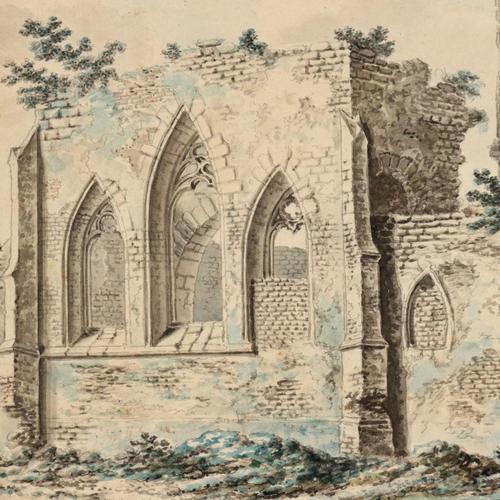 Johann Franz Gout, Gothic Ruins, Watercolor For Sale - Image 5 of 12