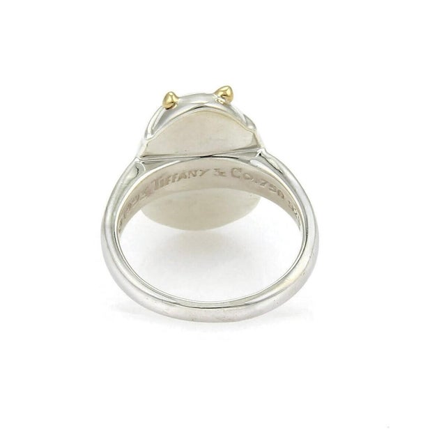 Tiffany and Co. Mid 20th Century Tiffany & Co. 18k Yellow Gold Sterling Scarab Beetle Ring Size 4.5 For Sale - Image 4 of 6