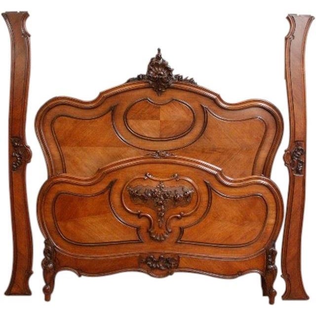 Antique French Rococo Style Walnut Bed Frame | Chairish