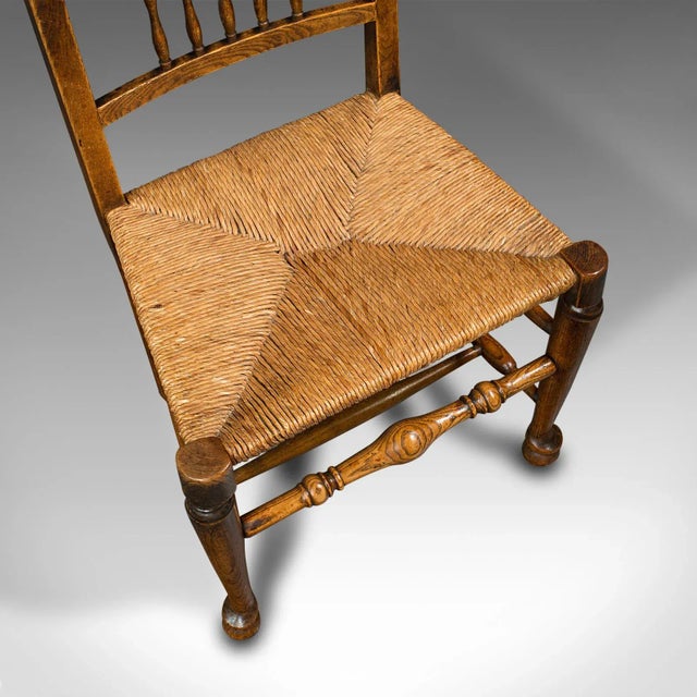 1850s Pair of Antique Victorian English Spindleback Rush Chairs For Sale - Image 9 of 13