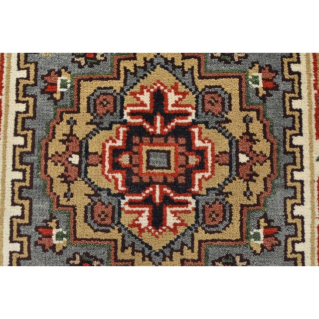 Heriz Runner 2’7” X 7’11” Blue Wool Tribal Hand-Knotted Oriental Rug For Sale In Philadelphia - Image 6 of 12