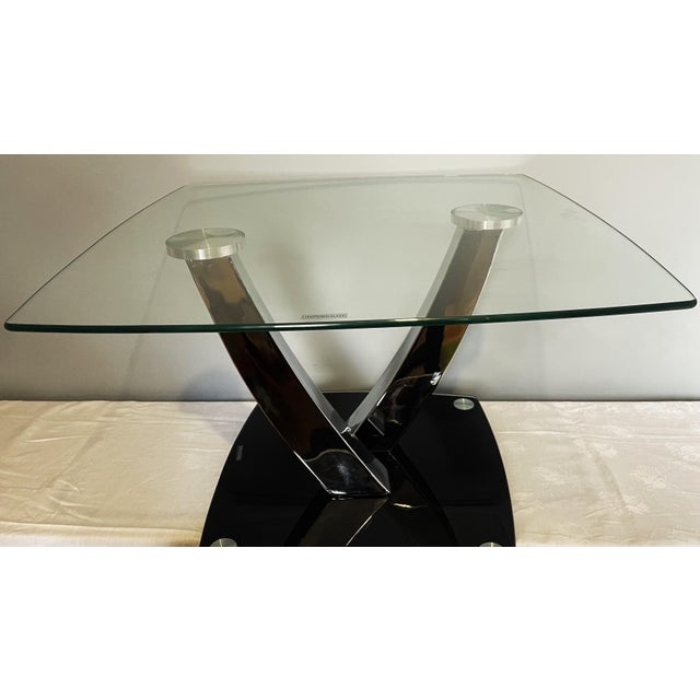 Glass and Chrome-Plated Metal Coffee Table from Temperet Glass, 2000s For Sale - Image 9 of 18