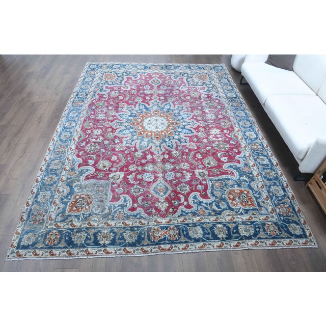 Persian 1970s Vintage Persian Handmade Wool Cotton Light Red Area Rug For Sale - Image 3 of 11