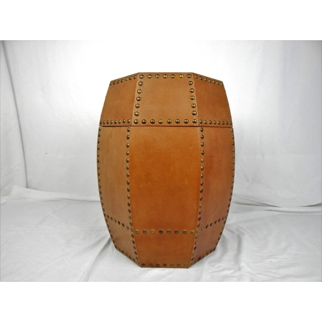 1980s Faux Leather Studded Octagonal Table Storage Containers, S/2 For Sale - Image 5 of 12