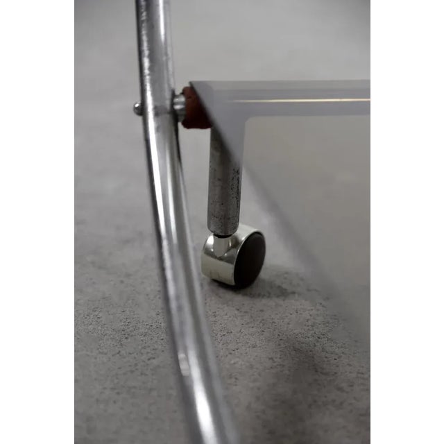 Glass Vintage Art Deco Chrome and Glass Round Bar Cart, 1930s For Sale - Image 7 of 12