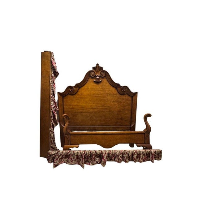 1990s 1990s Century Furniture Queen Size Bedframe With Attached Ruffled Skirt For Sale - Image 5 of 12