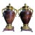1970s Grand Neoclassical Patinated Metal Urns With Gilt Scroll Handles, Pair, 16" For Sale