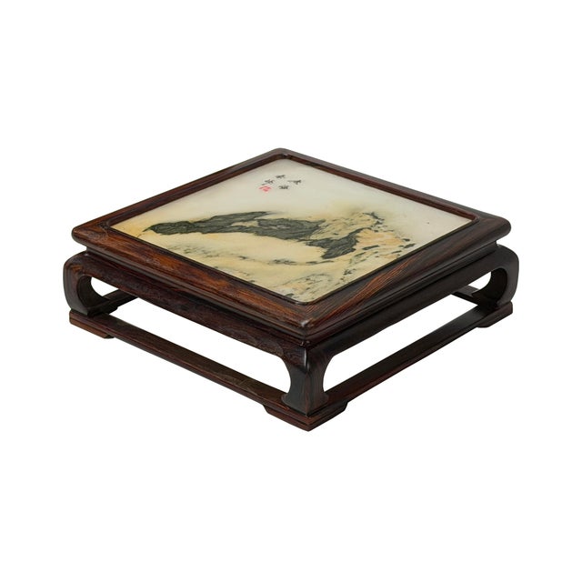 Square Dream Stone Inlaid Rosewood Slender Legs Display Stand For Sale In San Francisco - Image 6 of 10
