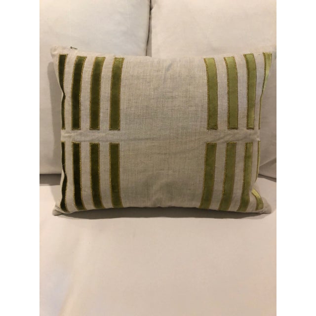 Green Contemporary Emdee “Velluto Porto” Green Velvet & Linen Pillow For Sale - Image 8 of 8