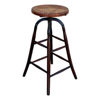 Early 20th Century Late Victorian Oak and Iron Drafting/Workshop Adjustable Stool by Thonet For Sale
