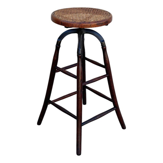 Early 20th Century Late Victorian Oak and Iron Drafting/Workshop Adjustable Stool by Thonet For Sale
