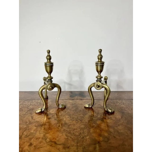 Antique Victorian Brass Fire Dogs, 1860, Set of 2 For Sale - Image 6 of 6