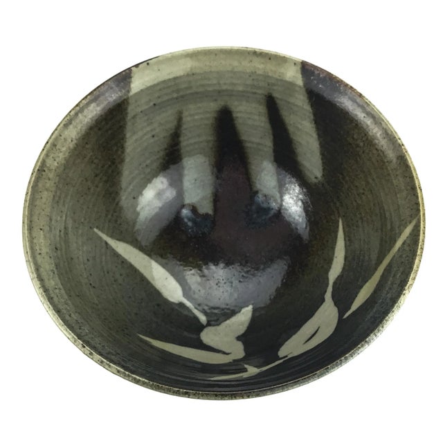 Wood Vintage Japanese Artisan Clay Bowl With Rosewood Stand For Sale - Image 7 of 13