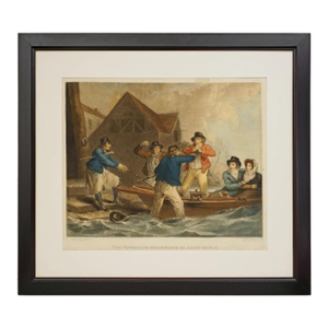 Antique Maritime Etching Coastal Decor Framed Print Morland Historic Wall Art Navy Recruitment