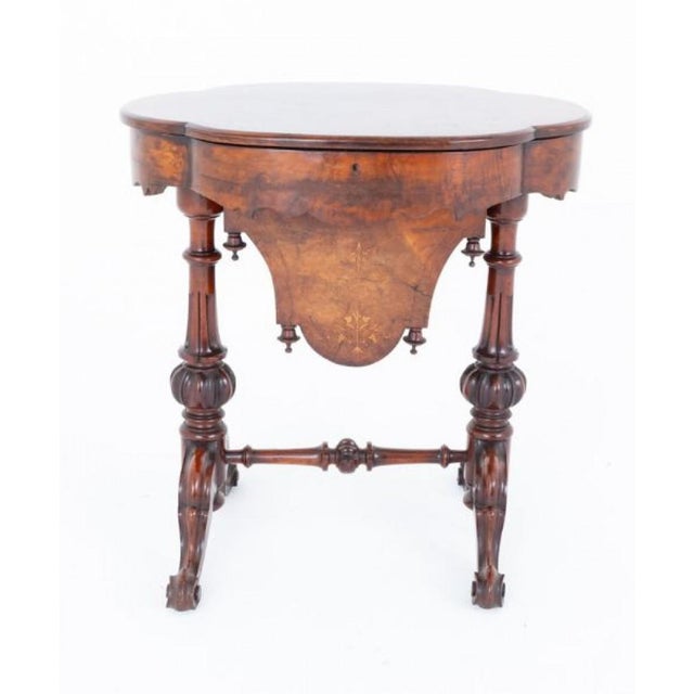 Victorian Sewing Table in Burr Walnut, 1860s For Sale - Image 10 of 10