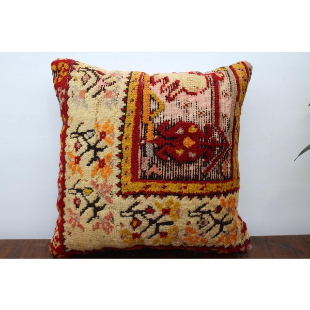 This Turkish pillow cover is made from the highest quality vintage kilim in 100% wool on the front. The back is covered in...