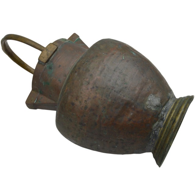 Antique Large Moroccan Brass Berber Vessel With Spouts & Handle For Sale - Image 4 of 8