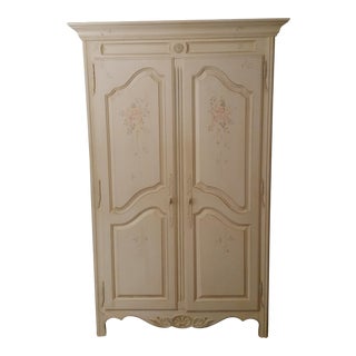 Ethan Allen French Country Hand-Painted Armoire For Sale