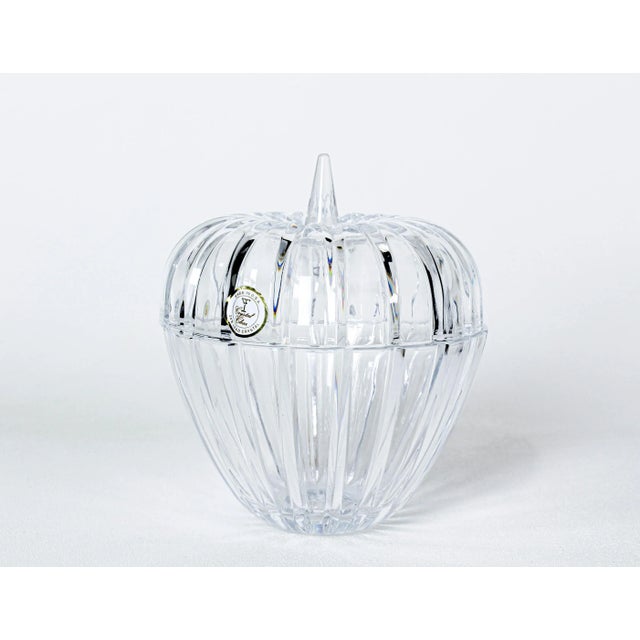Crystal Glass Apple Lidded Container For Sale - Image 4 of 4