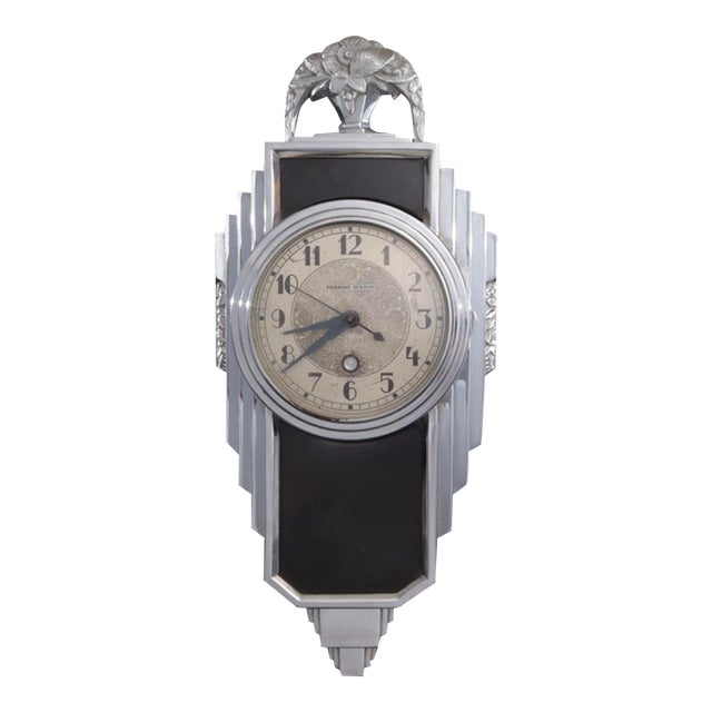 Vintage Manning-Bowman Art Deco Chrome & Black Electric Mantel Clock, C. 1930s For Sale
