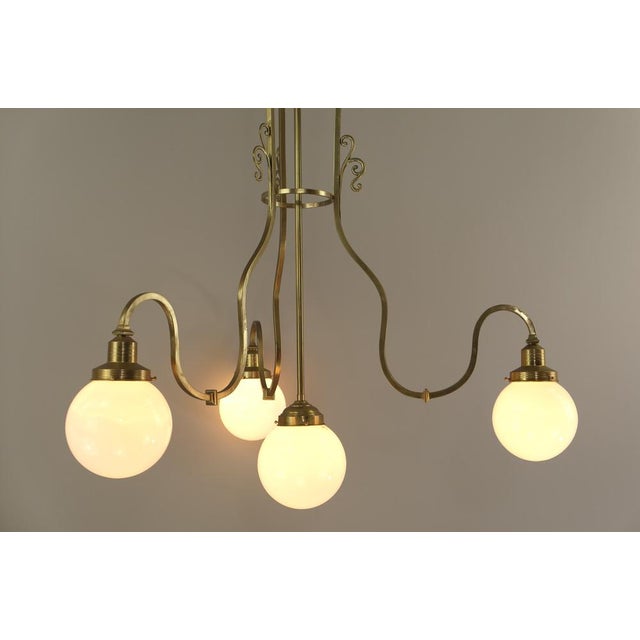 Metal Large Coffee House Chandelier from Wiener Werkstätte, Vienna, Austria, 1915s For Sale - Image 7 of 16