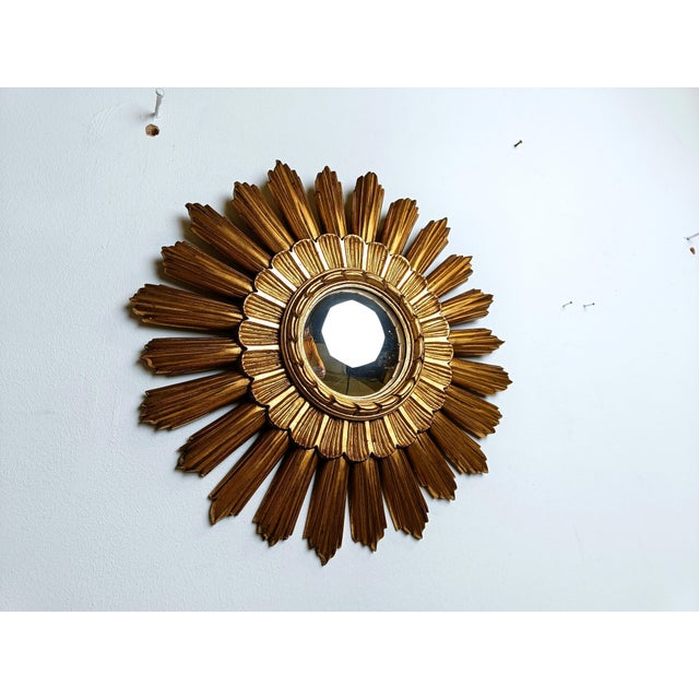 1960s Vintage Gilt Sunburst Mirror, 1960s For Sale - Image 5 of 15