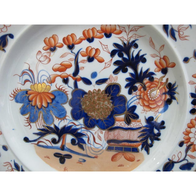 Early 19th Century Early 19th Century Georgian Masons Ironstone Imari Japan Basket 9 1/2' Luncheon Plate Set of 6 For Sale - Image 5 of 8