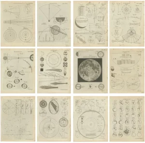 Antique Astronomy Prints by Bell, 1797, Set of 12