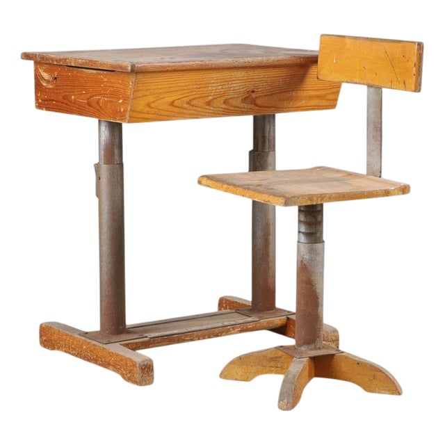 School Bench with Chair from Grythyttan, Early 20th Century, Set of 2 For Sale