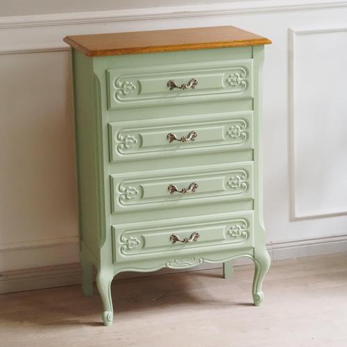 Antique Louis XV Style French Mint Green Chest of Drawers, 1920 For Sale - Image 4 of 12