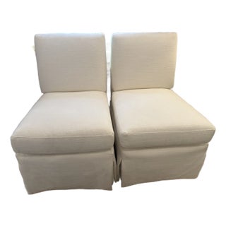 Pair of Highland House Eton Skirted Slipper Chairs For Sale