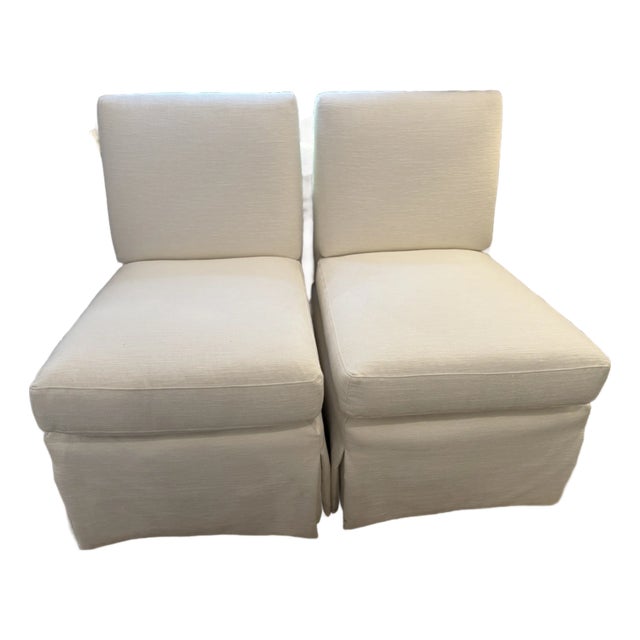Pair of Highland House Eton Skirted Slipper Chairs For Sale
