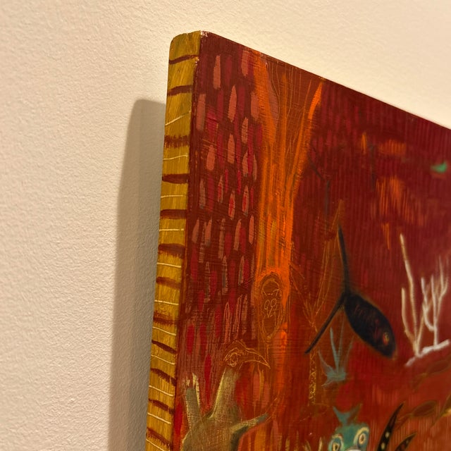 Wonderful fantastical oil on board by Susan B Howard. The longer you look at it the more wonderful details you see!...