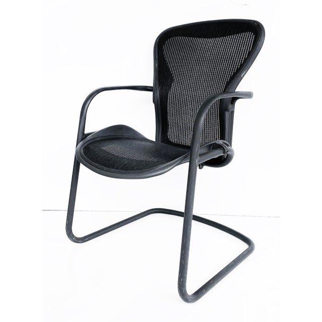 Herman Miller Aeron Ergonomic Side Chairs, Black Tubular Metal Frames