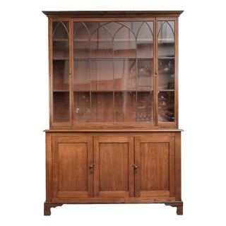 Antique English Gothic-Style Cabinet with Curved Wood, 1800s For Sale