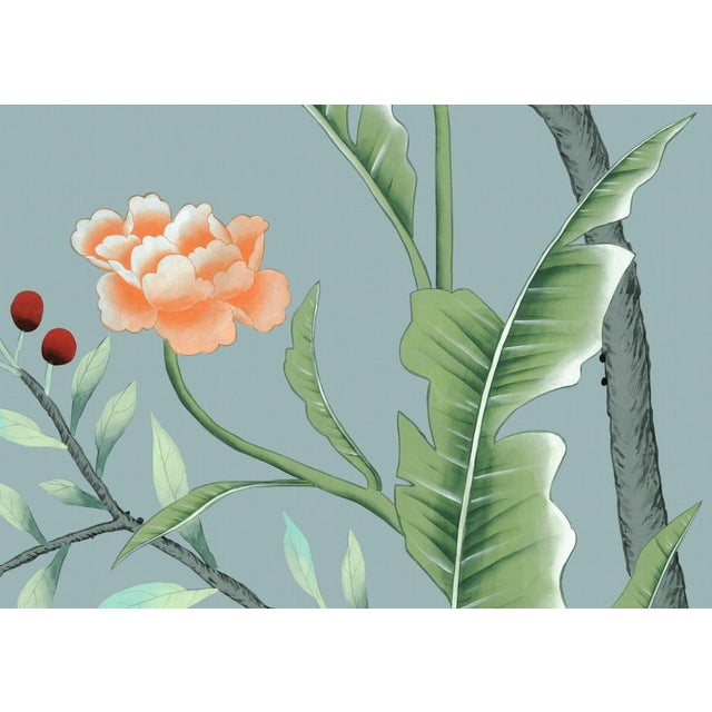 Asian 36" * H100"/Panel * 5ps, Grey Blue Tropical Rainforest Wallpaepr, Tropical Rainforest Style Wallpaper Mural, 5 Panels For Sale - Image 3 of 6