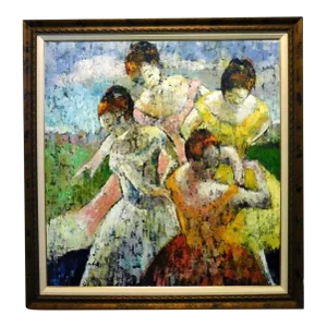 "Grreenfield VI" Helen Zarin Oil Painting on Canvas, Framed