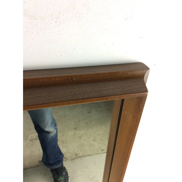 Mid Century Modern Wall Rectangular Wall Mirror With Beveled Walnut Frame For Sale - Image 4 of 12