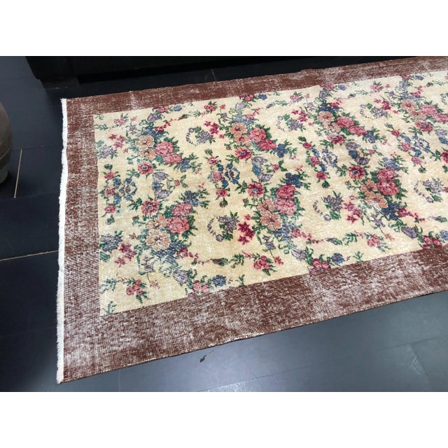 Vintage Floral Turkish Handmade Multicolor Rug For Sale - Image 9 of 11